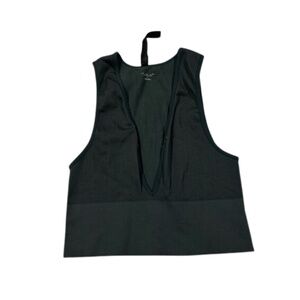 🌿 Urban Outfitters Plunge Neck Crop Top – Army Green Chic!